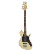 Aria J Series J-B Electric Bass Guitar in See-Thru Vintage White